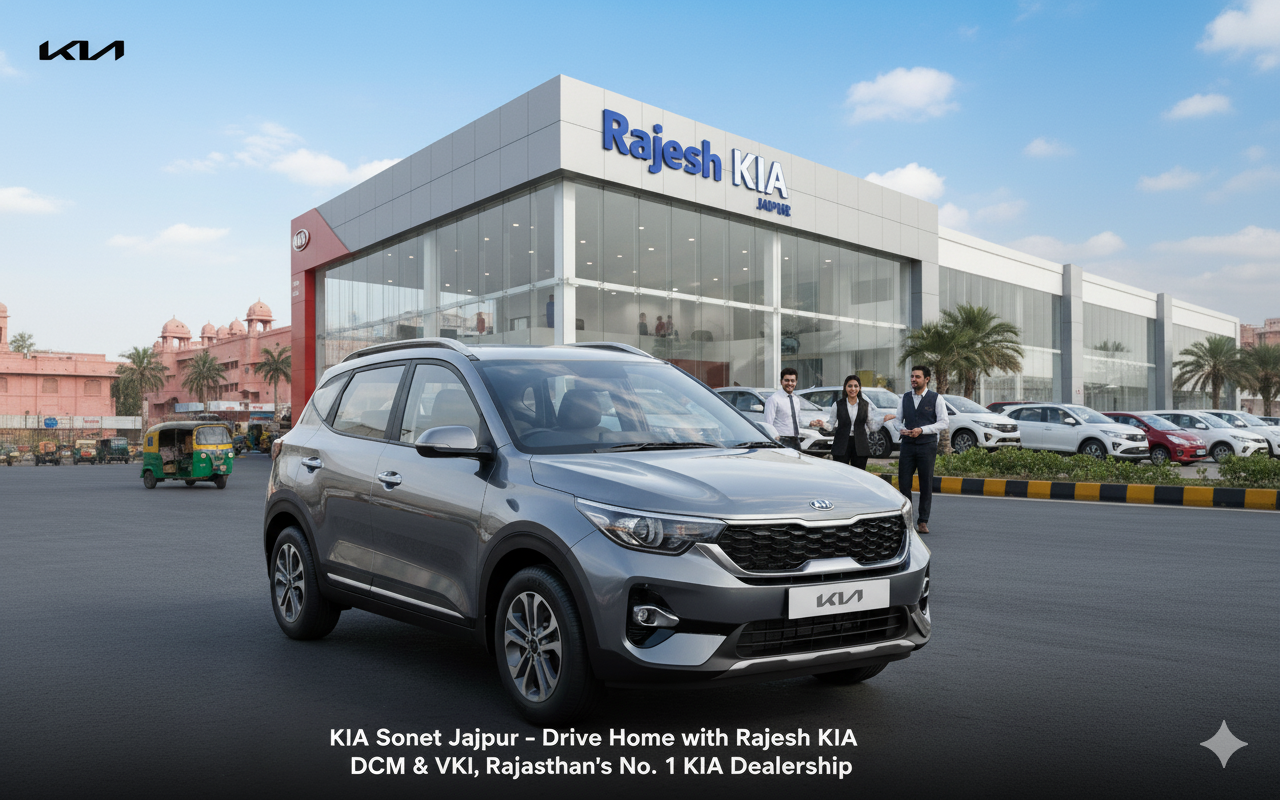 KIA Sonet at Rajesh KIA Jaipur DCM & VKI showroom – Rajasthan’s No. 1 KIA dealership offering best service and instant delivery.